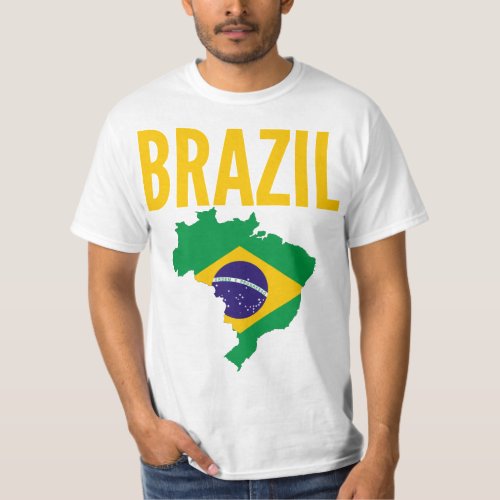 Brazil National Map T Shirt