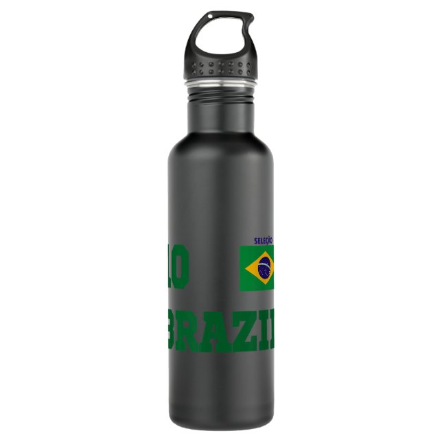 Brazil Nr. 10 - Jersey Style - Seleção Stainless Steel Water Bottle (Front)