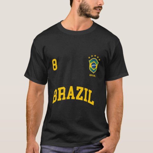 Brazil Number 8 Brazilian Soccer Team Sports T_Shirt