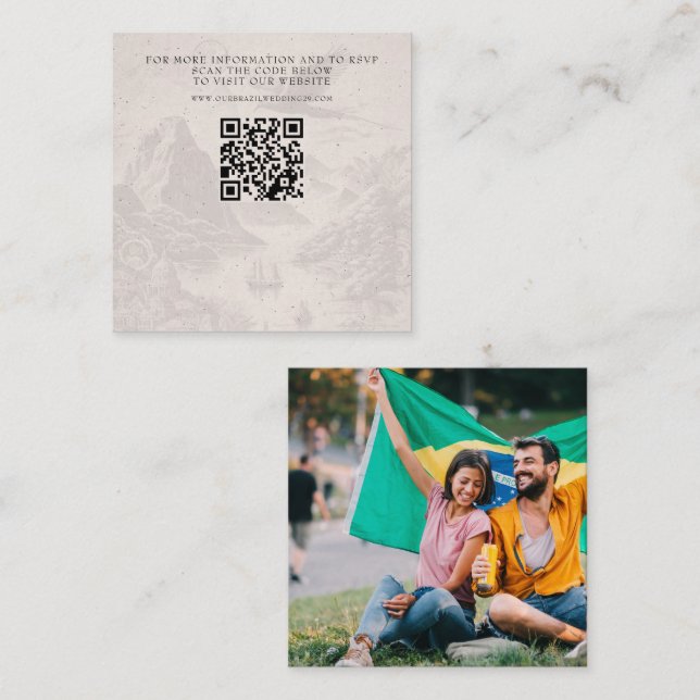 Brazil Passport Wedding QR Enclosure Card (Front/Back)