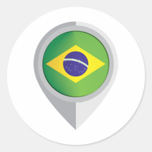 Brazil Pin Location Flag Classic Round Sticker