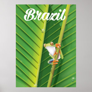 Brazil rainforest tree frog travel poster