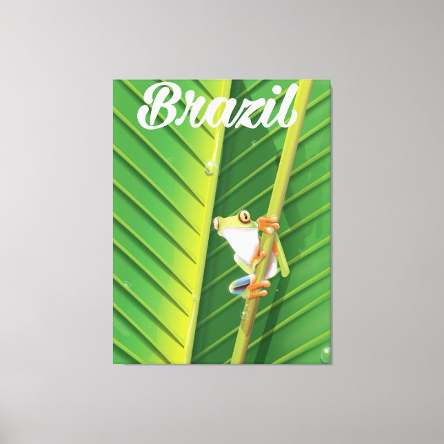 Brazil rainforest tree frog travel poster canvas print (Front)