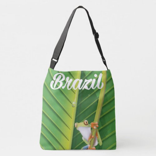 Brazil rainforest tree frog travel poster crossbody bag