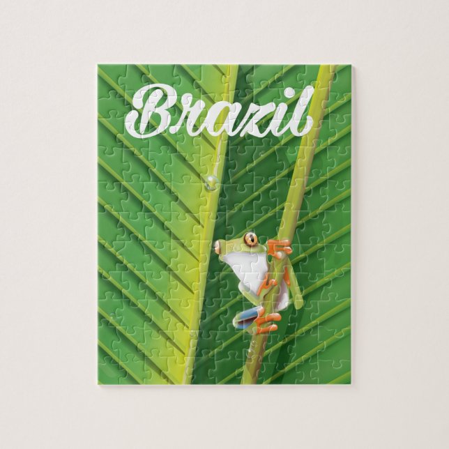 Brazil rainforest tree frog travel poster jigsaw puzzle (Vertical)