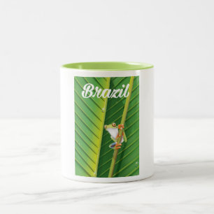 Brazil rainforest tree frog travel poster Two-Tone coffee mug