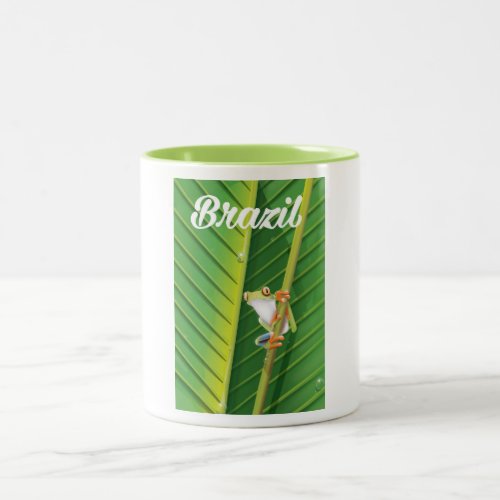 Brazil rainforest tree frog travel poster Two_Tone coffee mug