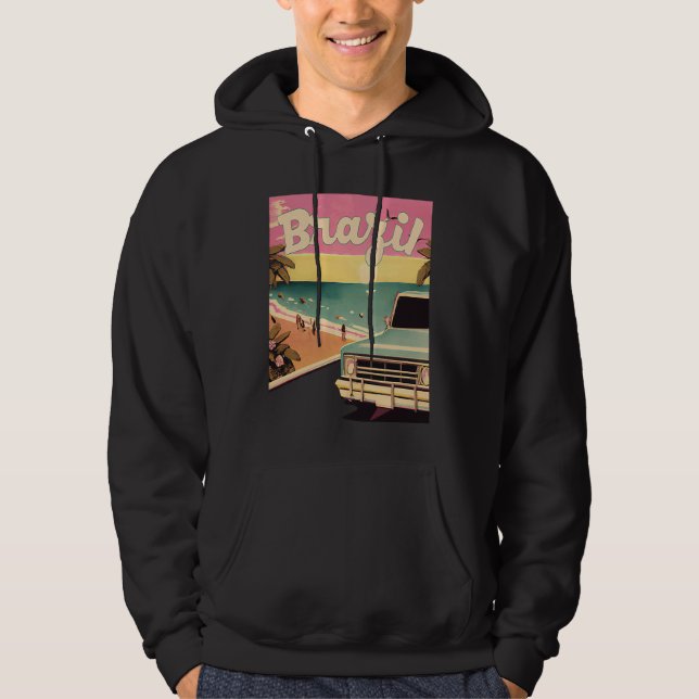 Brazil Retro Beach Vacation Graphics Brazilian Sur Hoodie (Front)