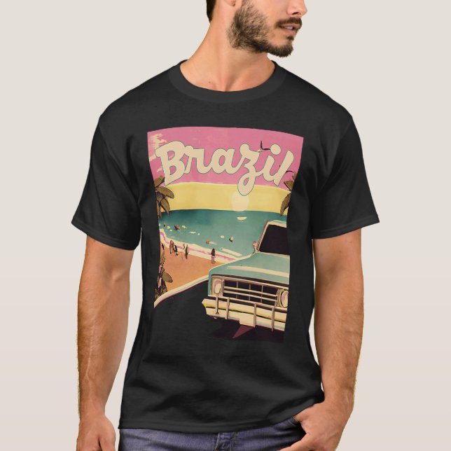 Brazil Retro Beach Vacation Graphics Brazilian Sur T-Shirt (Front)