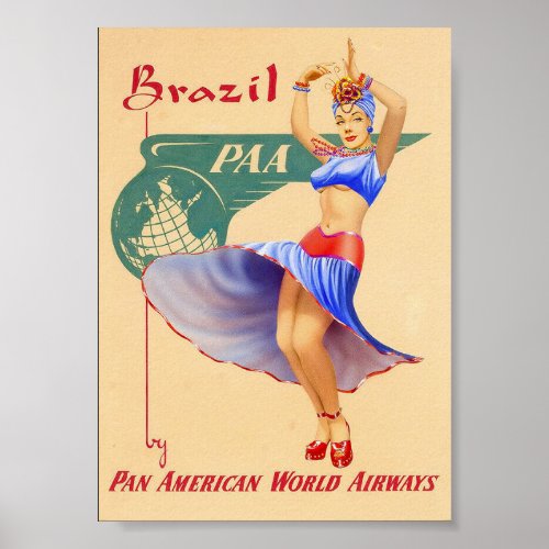 Brazil Retro Vintage Travel Poster Print