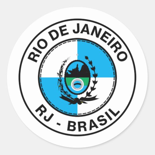 Brazil Rio de Janeiro RJ Bandeira Stamp Classic Round Sticker
