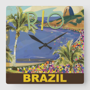 Brazil - Rio De Janeiro Square Wall Clock