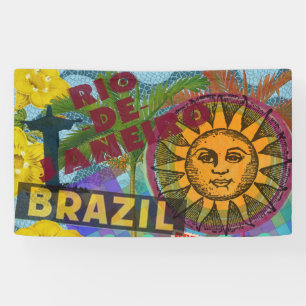 Brazil Rio de Janiero Sun Travel Colorful Art Banner