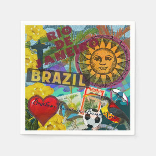 Brazil Rio de Janiero Sun Travel Colorful Art Paper Napkins