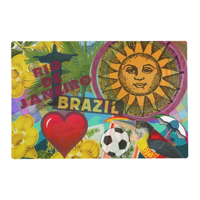 Brazil Rio de Janiero Sun Travel Colorful Art Placemat (Front)