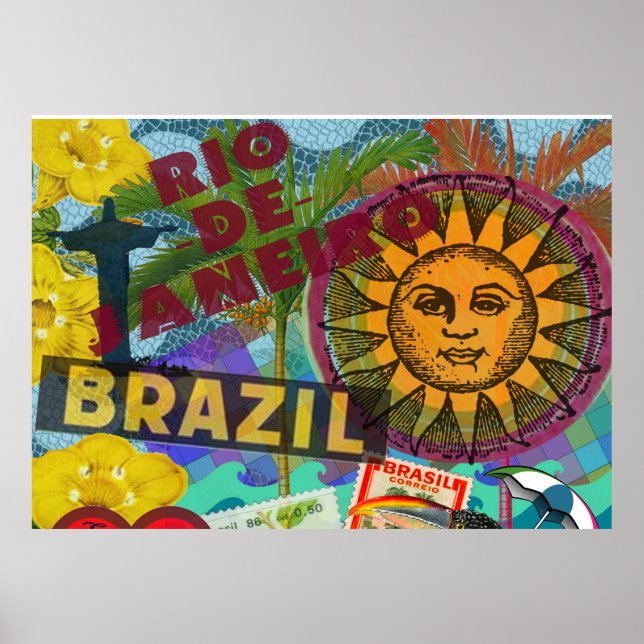 Brazil Rio de Janiero Sun Travel Colorful Art Poster (Front)