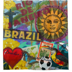 Brazil Rio de Janiero Sun Travel Colorful Art Shower Curtain