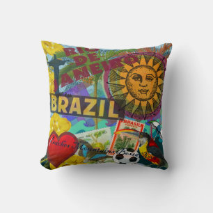 Brazil Rio de Janiero Sun Travel Colorful Art Throw Pillow