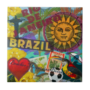 Brazil Rio de Janiero Sun Travel Colorful Art Tile