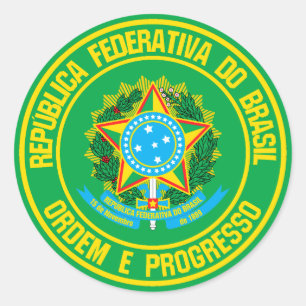 Brazil Round Emblem Classic Round Sticker