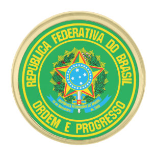 Brazil Round Emblem Gold Finish Lapel Pin