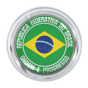 Brazil Round Emblem Silver Finish Lapel Pin