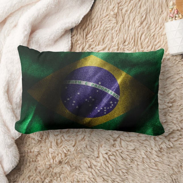 Brazil silk flag lumbar pillow (Blanket)