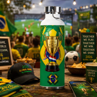 Brazil Soccer:  2026 Global Games | Team Spirit Water Bottle