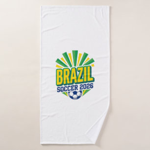 Brazil Soccer 2026 Soccer Bold Country Typography Bath Towel