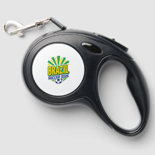 Brazil Soccer 2026 Soccer Bold Country Typography  Retractable Pet Leash