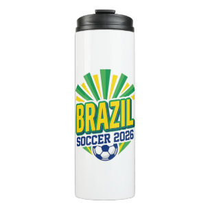 Brazil Soccer 2026 Soccer Bold Country Typography  Thermal Tumbler