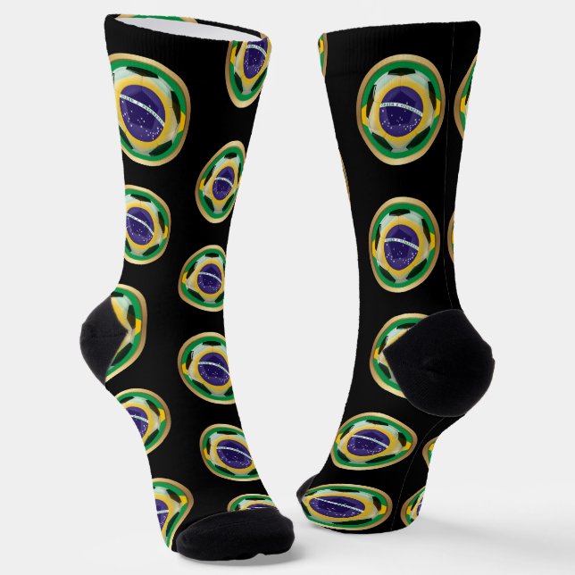 Brazil Soccer Ball Sports Socks (Angled)