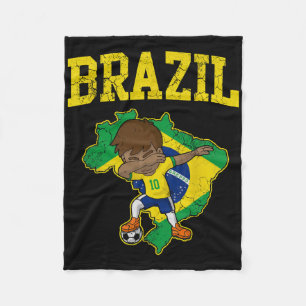 Brazil Soccer Boy Brazilian Footll Dabbing Kid Men Fleece Blanket