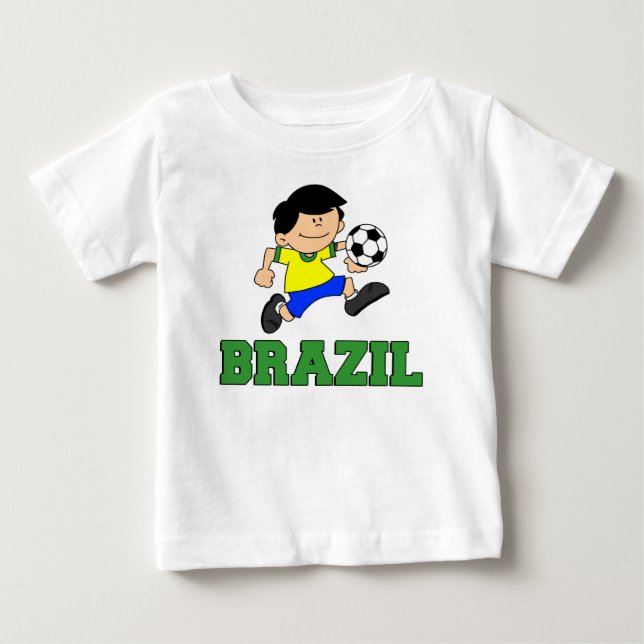Brazil Soccer Cartoon Baby T-Shirt (Front)