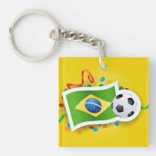 Brazil, soccer design keychain