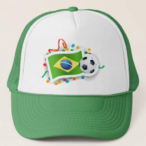 Brazil soccer design trucker hat