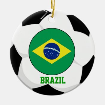 Brazil Soccer Fan Ornament 5 Times World Cup Champ by pixibition at Zazzle