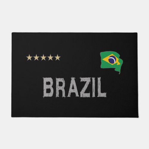 Brazil Soccer Football Fan Shirt Heart Doormat