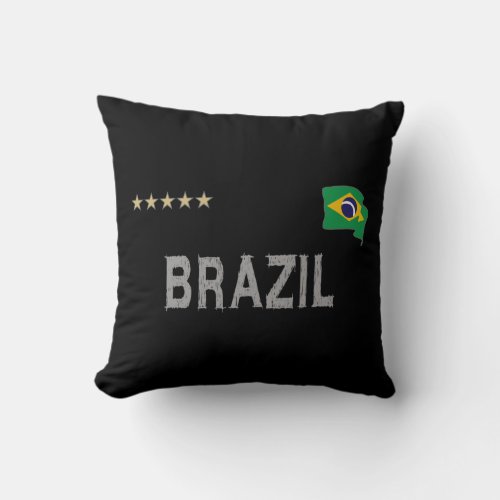 Brazil Soccer Football Fan Shirt Heart Throw Pillow