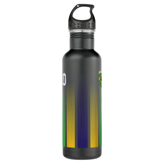 Brazil Soccer Jersey Brazil 10 Soccer Football Fan Stainless Steel Water Bottle (Front)