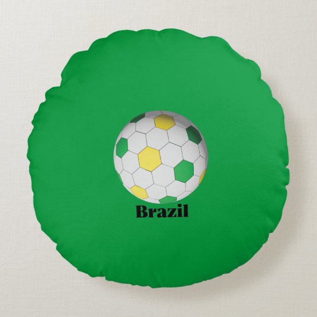 Brazil Soccer Round Pillow (Front)
