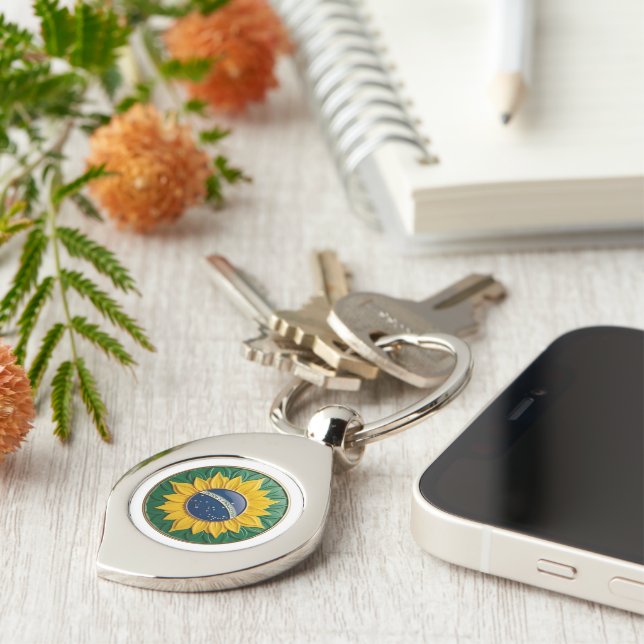 Brazil Solar Emblem - Luxury 3D National Pride Art Keychain (Side)