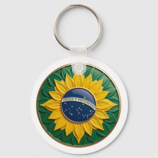 Brazil Solar Emblem - Luxury 3D National Pride Art Keychain