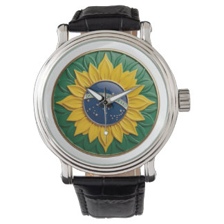 Brazil Solar Emblem - Luxury 3D National Pride Art Watch