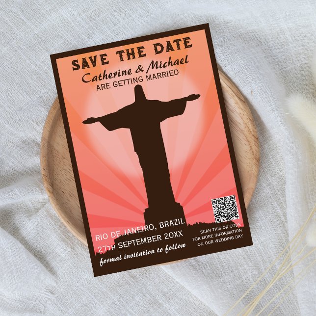 Brazil South American Travel Poster Style QR Code Save The Date (Creator Uploaded)
