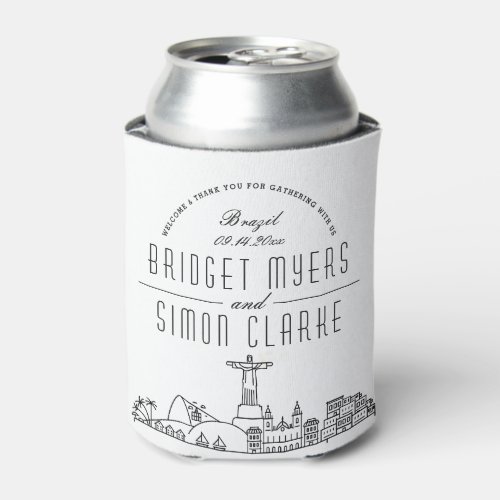 Brazil Stylized  Wedding Can Cooler