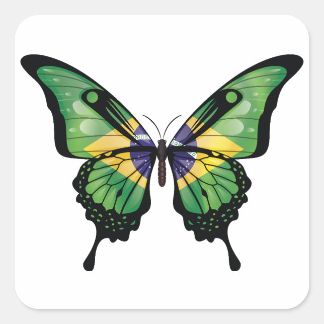 Brazil Swallowtail Butterfly Flag Sticker (Front)