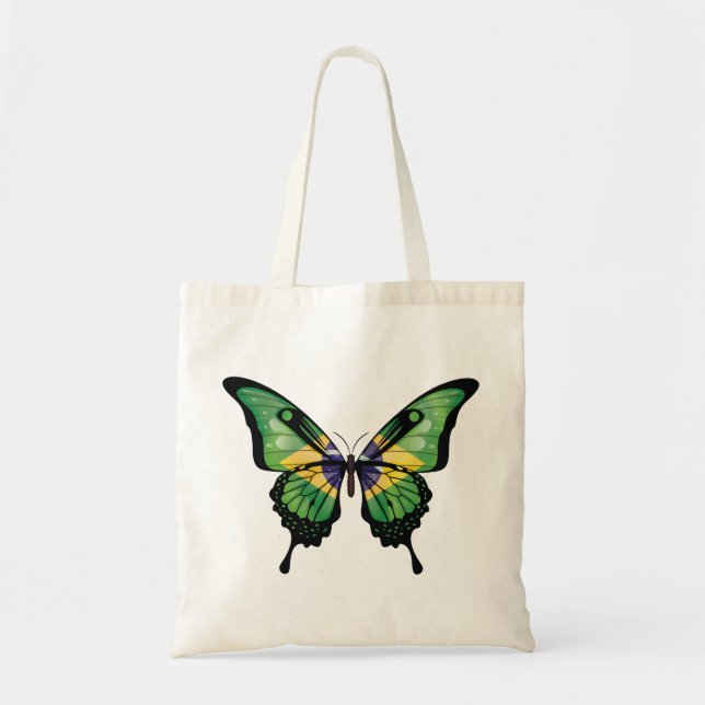 Brazil Swallowtail Butterfly Flag Sticker Tote Bag (Front)