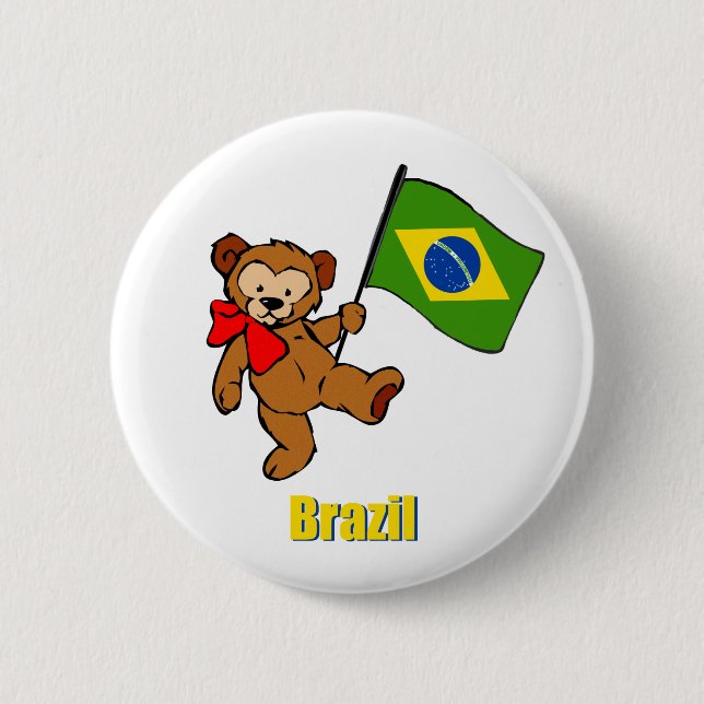 Brazil Teddy Bear Pinback Button (Front)