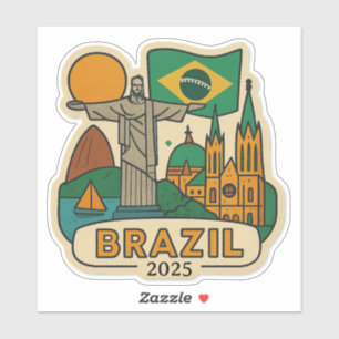 Brazil Travel Design with Custom Year Sticker